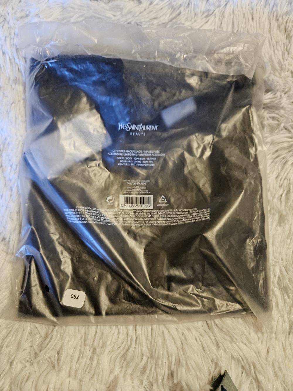 Yves Saint Laurent Beauté Black Makeup Crossbody In Plastic Bag